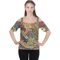 Wings Feathers Cubism Mosaic Cutout Shoulder Tee