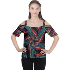 Abstract Art Pattern Cutout Shoulder Tee