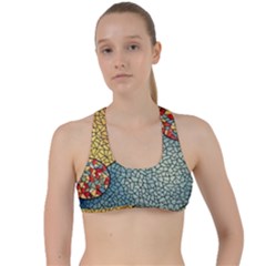 Background Cubism Circle Shape Criss Cross Racerback Sports Bra by Wegoenart