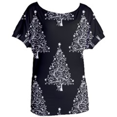 Christmas Tree Modern Background Women s Oversized Tee