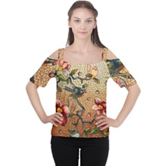 Flower Cubism Mosaic Vintage Cutout Shoulder Tee