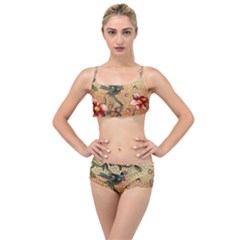 Flower Cubism Mosaic Vintage Layered Top Bikini Set