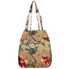 Flower Cubism Mosaic Vintage Center Zip Backpack by Wegoenart