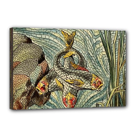 Fish Underwater Cubism Mosaic Canvas 18  X 12  (stretched)