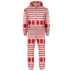 Fairisle Pattern Background Red Hooded Jumpsuit (men)  by Wegoenart