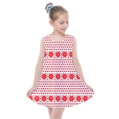 Fairisle Pattern Background Red Kids  Summer Dress by Wegoenart