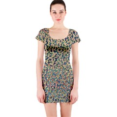 Background Cubism Mosaic Vintage Short Sleeve Bodycon Dress