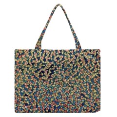 Background Cubism Mosaic Vintage Zipper Medium Tote Bag