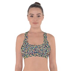 Background Cubism Mosaic Vintage Cross Back Sports Bra