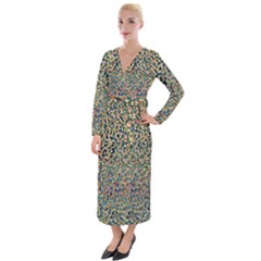 Background Cubism Mosaic Vintage Velvet Maxi Wrap Dress