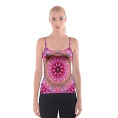 Flower Mandala Art Pink Abstract Spaghetti Strap Top