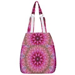 Flower Mandala Art Pink Abstract Center Zip Backpack by Wegoenart