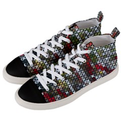 Christmas Cross Stitch Background Men s Mid-top Canvas Sneakers by Wegoenart