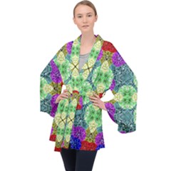 Flower Design Design Artistic Velvet Kimono Robe