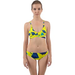 Leaves Pattern Picture Detail Wrap Around Bikini Set by Wegoenart