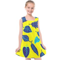 Leaves Pattern Picture Detail Kids  Cross Back Dress by Wegoenart