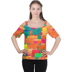 Pattern Texture Background Color Cutout Shoulder Tee