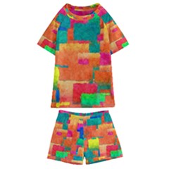 Pattern Texture Background Color Kids  Swim Tee And Shorts Set