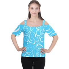 Scribble Reason Design Pattern Cutout Shoulder Tee