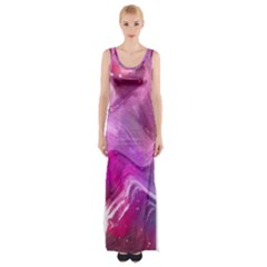 Background Art Abstract Watercolor Maxi Thigh Split Dress