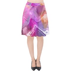 Background Art Abstract Watercolor Velvet High Waist Skirt