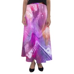 Background Art Abstract Watercolor Flared Maxi Skirt