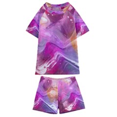 Background Art Abstract Watercolor Kids  Swim Tee and Shorts Set