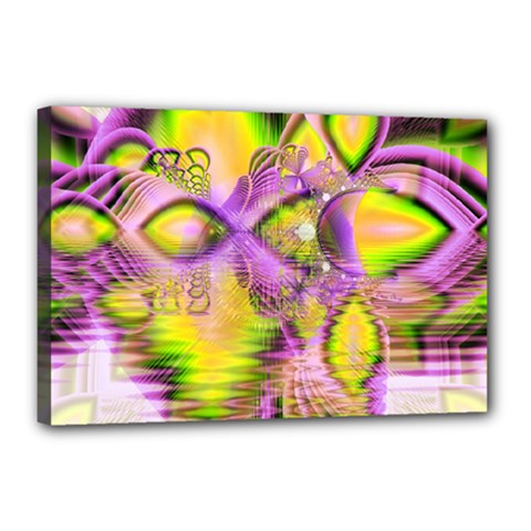 Golden Violet Crystal Heart Of Fire, Abstract Canvas 18  X 12  (stretched) by DianeClancy