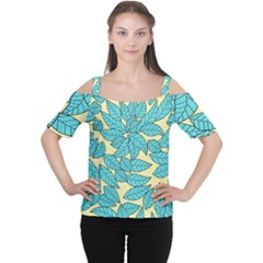 Leaves Dried Leaves Stamping Cutout Shoulder Tee