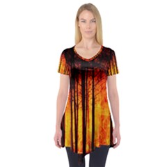 Forest Fire Forest Climate Change Short Sleeve Tunic  by Wegoenart