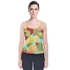 Fruit Picture Drawing Illustration Velvet Spaghetti Strap Top