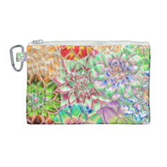 Dahlia Flower Colorful Art Collage Canvas Cosmetic Bag (large) by Wegoenart