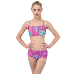 Leaves Tropical Reason Stamping Layered Top Bikini Set