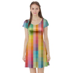 Pattern Background Colorful Abstract Short Sleeve Skater Dress by Wegoenart