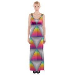 Trianggle Background Colorful Triangle Maxi Thigh Split Dress by Wegoenart