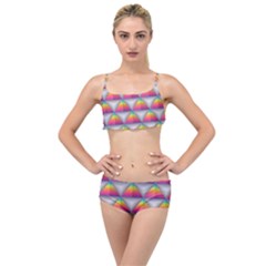 Trianggle Background Colorful Triangle Layered Top Bikini Set