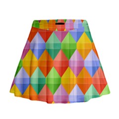 Colorful Geometric Mini Flare Skirt by Wegoenart