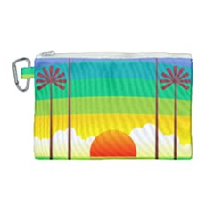 Seaside Sunrise Colorful Ocean Sea Canvas Cosmetic Bag (large)