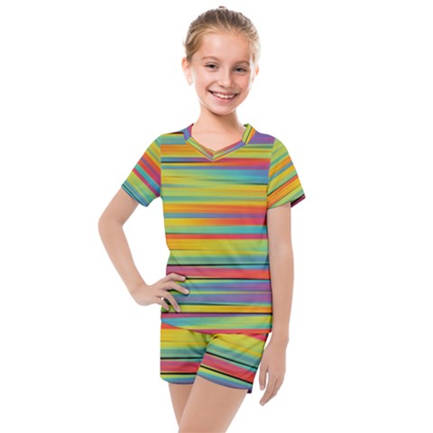 Colorful Background Pattern Kids  Mesh Tee And Shorts Set by Wegoenart