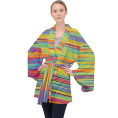 Colorful Background Pattern Velvet Kimono Robe by Wegoenart