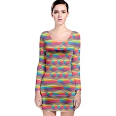 Background Abstract Colorful Long Sleeve Bodycon Dress