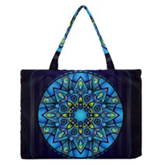 Mandala Blue Abstract Circle Zipper Medium Tote Bag by Wegoenart