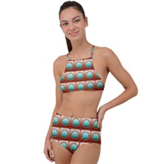 Abstract Background Circle Square High Waist Tankini Set by Wegoenart