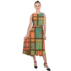 Background Abstract Colorful Midi Tie-back Chiffon Dress by Wegoenart