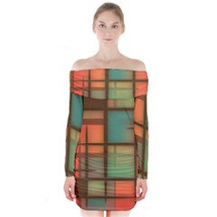 Background Abstract Colorful Long Sleeve Off Shoulder Dress by Wegoenart