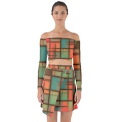 Background Abstract Colorful Off Shoulder Top With Skirt Set by Wegoenart