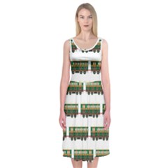 Trains Pattern Transportation Midi Sleeveless Dress by Wegoenart