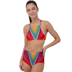 Colorful Background Art Pattern High Waist Tankini Set by Wegoenart