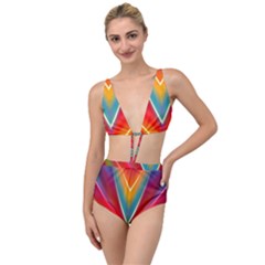 Colorful Background Art Pattern Tied Up Two Piece Swimsuit by Wegoenart