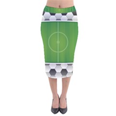 Background Sports Soccer Football Velvet Midi Pencil Skirt by Wegoenart